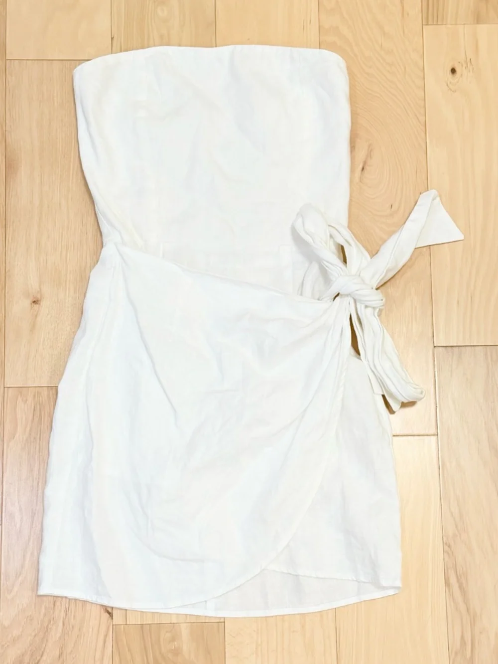 Reformation Women’s Turnip Strapless Wrap Linen Mini Dress - Picture 2 of 5
